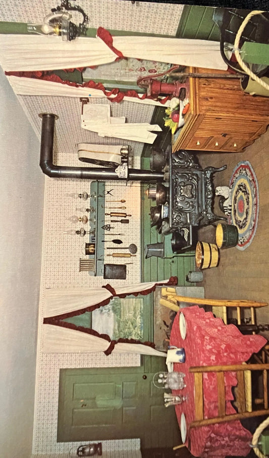 The Old Farm Kitchen at the Time Was Village Museum in Mendoza, Illinois - Vintage Museum Postcard