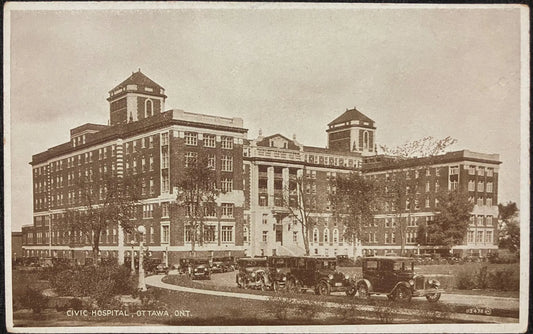 Civic Hospital, Ottawa, Ontario, Canada - Vintage Hospital Postcard