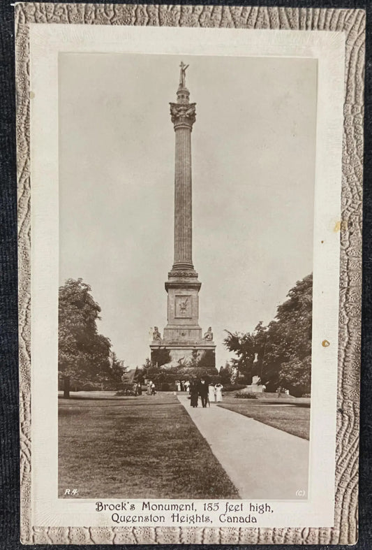Brock's Monument, 185 feet high, Queenston Heights, Canada - Made in England - Vintage Government Postcard