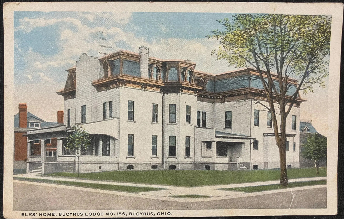 Elks' Home, Buyers Lodge No. 156, Buycrus, Ohio - Vintage Postcard