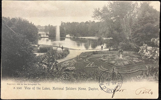 View of Lakes, National Soldiers Home, Dayton, Ohio - Vintage Armed Service Postcard