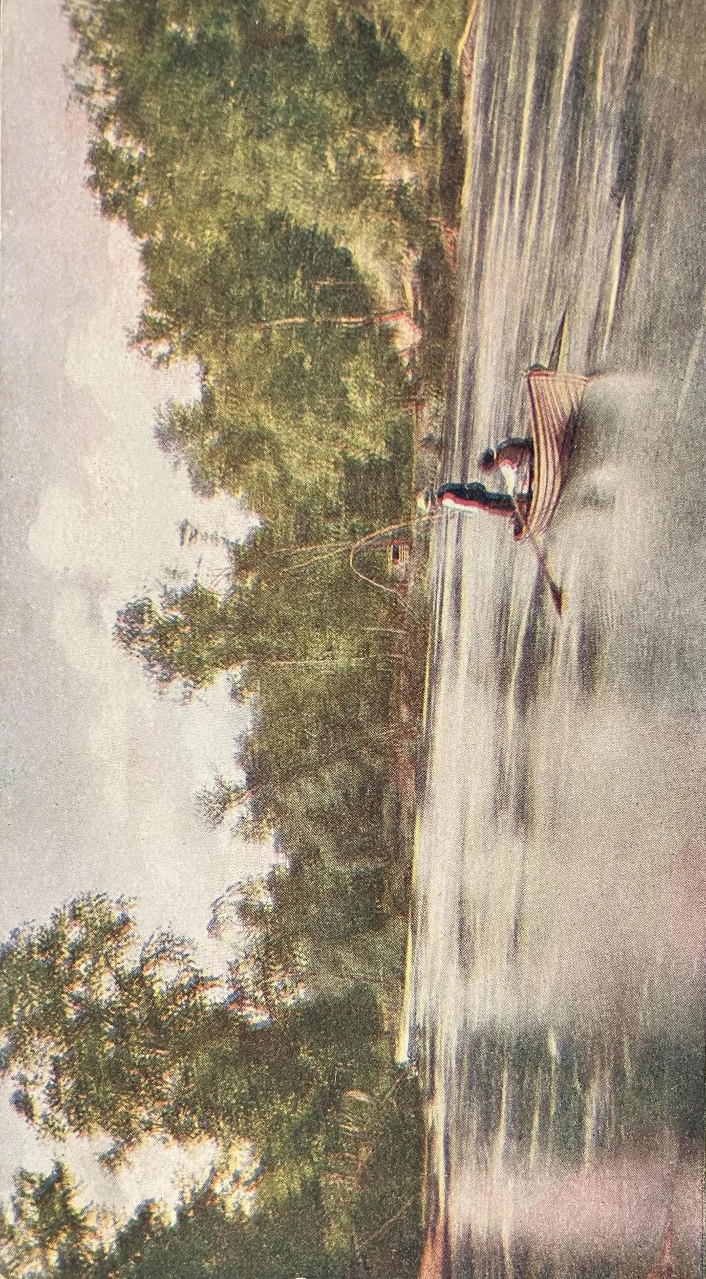 A Strike on the St. Joseph River, Michigan - Vintage Fishing Postcard
