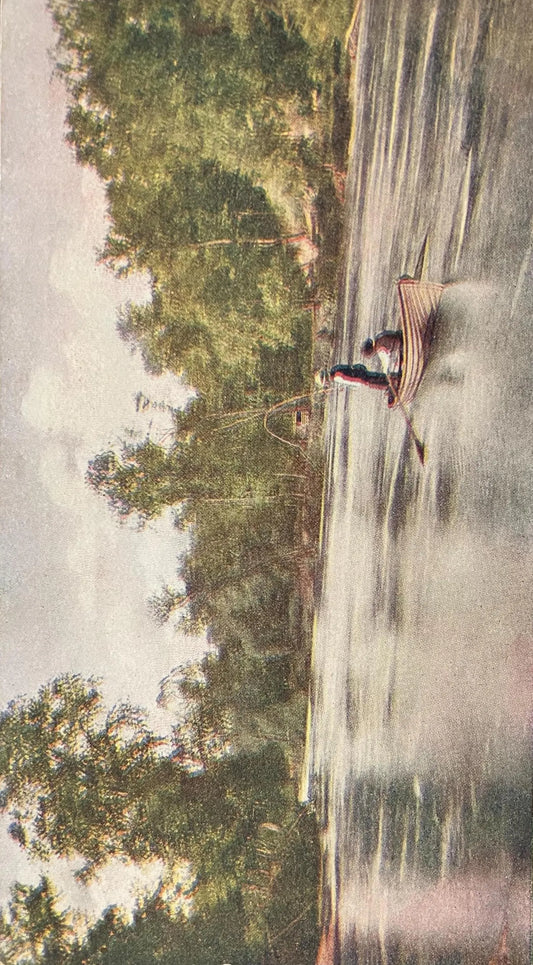 A Strike on the St. Joseph River, Michigan - Vintage Fishing Postcard