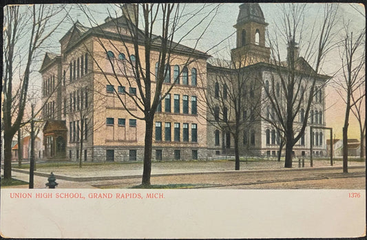 Union High School, Grand Rapids, Michigan - Made in Germany - Vintage High School Postcard