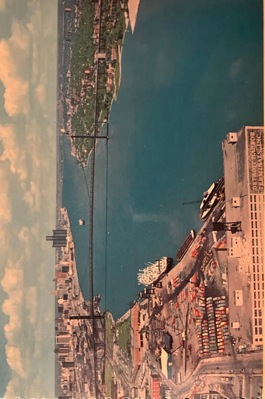 Detroit River River Panorama - Photo by Marry Gunn - Vintage Postcard