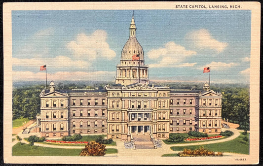 State Capitol, Lansing, Michigan - Vintage Postcard