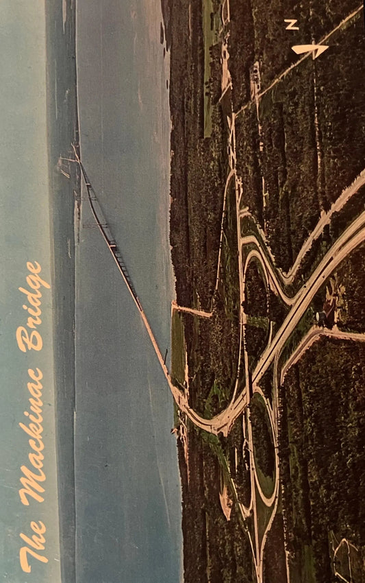 The Mackinac Bridge, Michigan - The Water Winter Wonderland - Photo: Lucy Gridley - Vintage Bridge Postcard