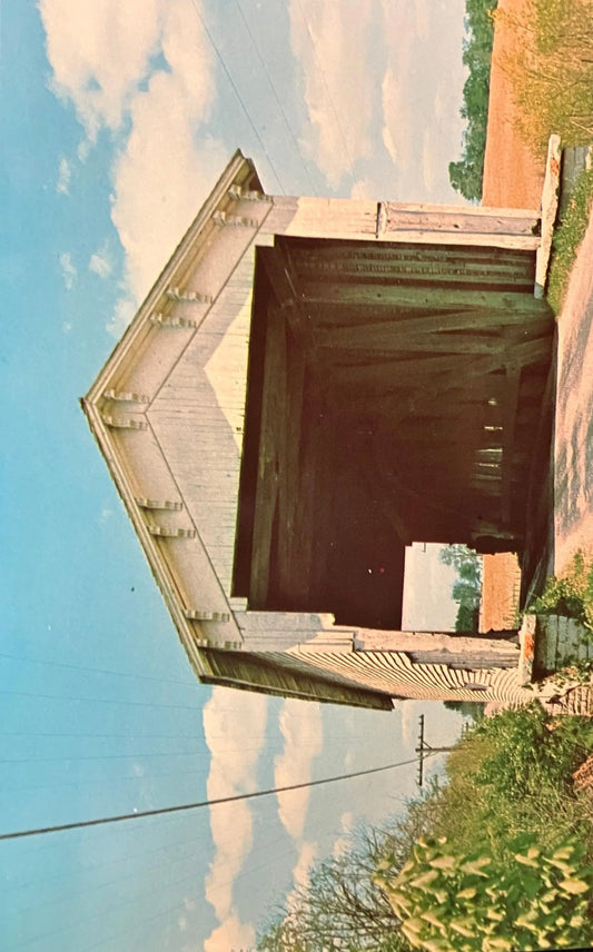 Ferree Covered Bridge in Rush County, Indiana - Color: F. Mitchell - Vintage Covered Bridge Postcard