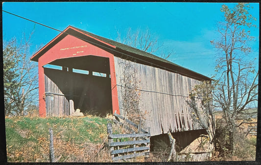 Beeson Bridge in Parke County, Indiana - Photo: Floyd Mitchell - Vintage Covered Bridge Postcard