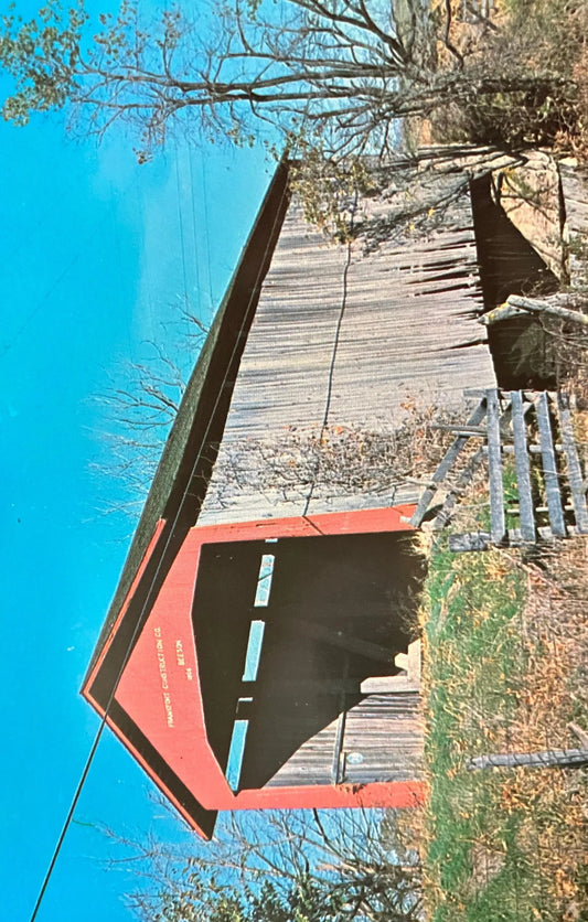 Beeson Bridge in Parke County, Indiana - Photo: Floyd Mitchell - Vintage Covered Bridge Postcard