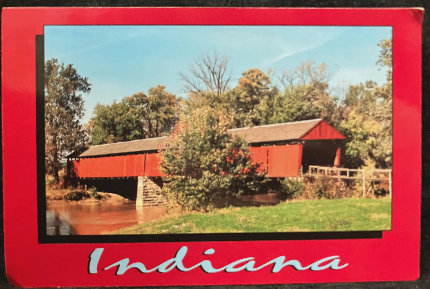 Indiana - Bell’s Ford Bridge - Photo by Charles Hine - Vintage Covered Bridge Postcard