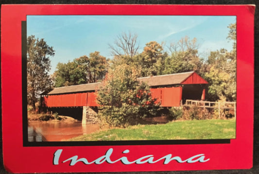 Indiana - Bell’s Ford Bridge - Photo by Charles Hine - Vintage Covered Bridge Postcard