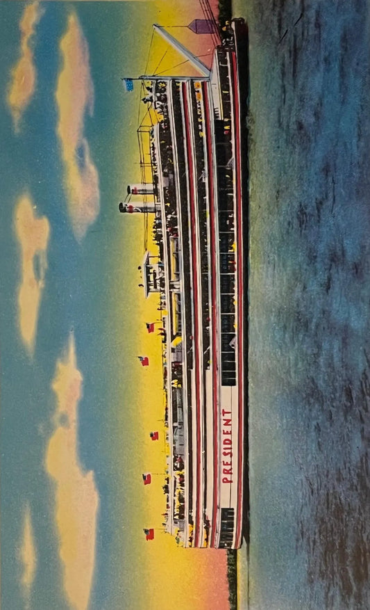 All Steel Steamer "PRESIDENT" On the Mississippi Postcard - Vintage