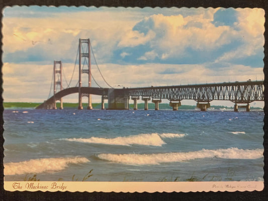 The Mackinac Bridge - Photo by the Michigan Tourist Council - Vintage Postcard