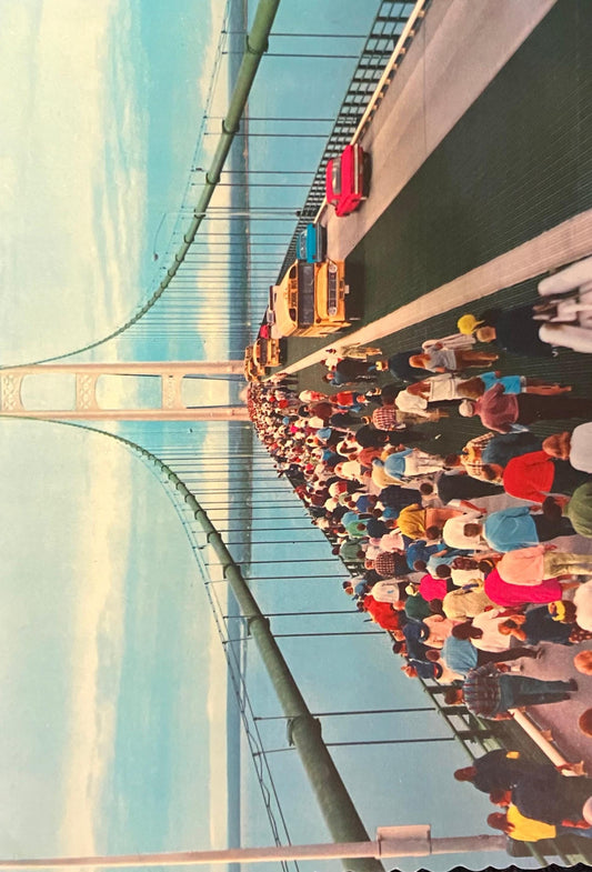 Mackinac Bridge, Public Walk, Michigan - Photo by John Penrod - Vintage Postcard