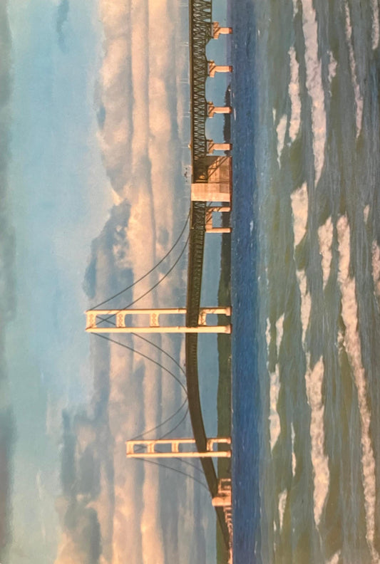 Mackinac Bridge, Marvel of Construction, Michigan - Photo by Lucy Gridley - Vintage Postcard