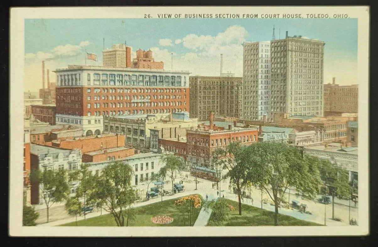 View of Business Section From Court House, Toledo, Ohio - Vintage Postcard