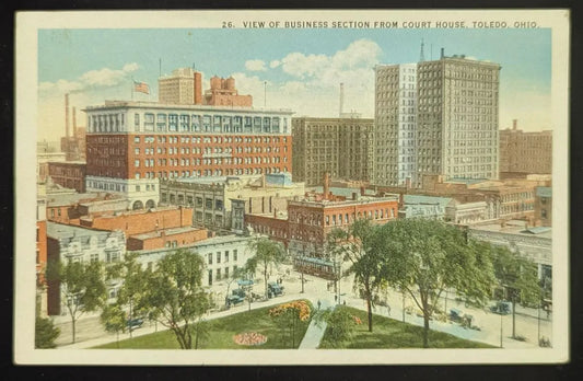 View of Business Section From Court House, Toledo, Ohio - Vintage Postcard