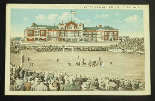 Waite High School and Bowl, Toledo, Ohio - Vintage Postcard