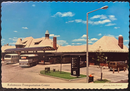 Kalamazoo, Transportation Center 1980s - Photo by John Penrod - Kalamazoo, Michigan - Vintage Kalamazoo Scalloped Edge Postcard