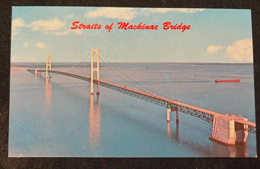 The Straits of Mackinac Bridge, Michigan - Vintage Postcard