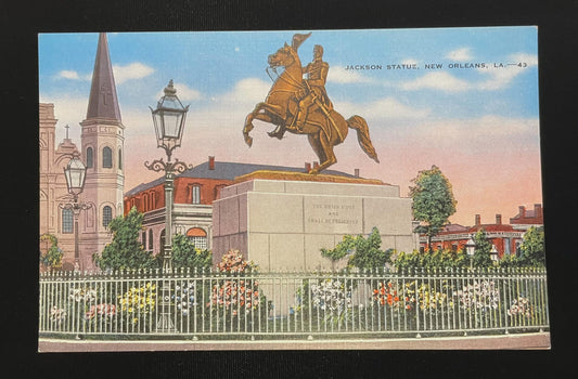Jackson Statue, New Orleans, Louisiana - Vintage Postcard