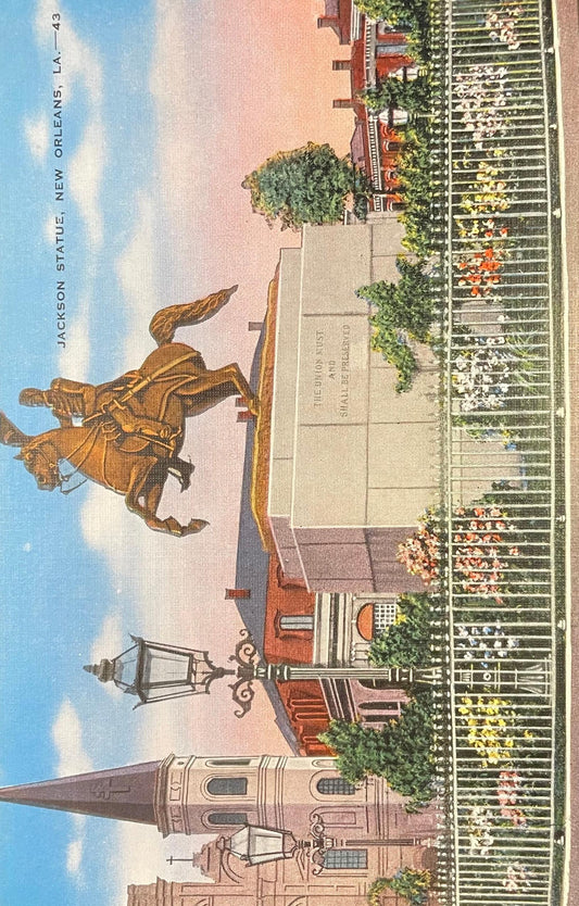 Jackson Statue, New Orleans, Louisiana - Vintage Postcard