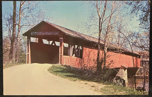 Cover Covered Bridge over Wabash River - Wells County, Indiana - Photo: George E. Gould - Vintage Bridge Postcard