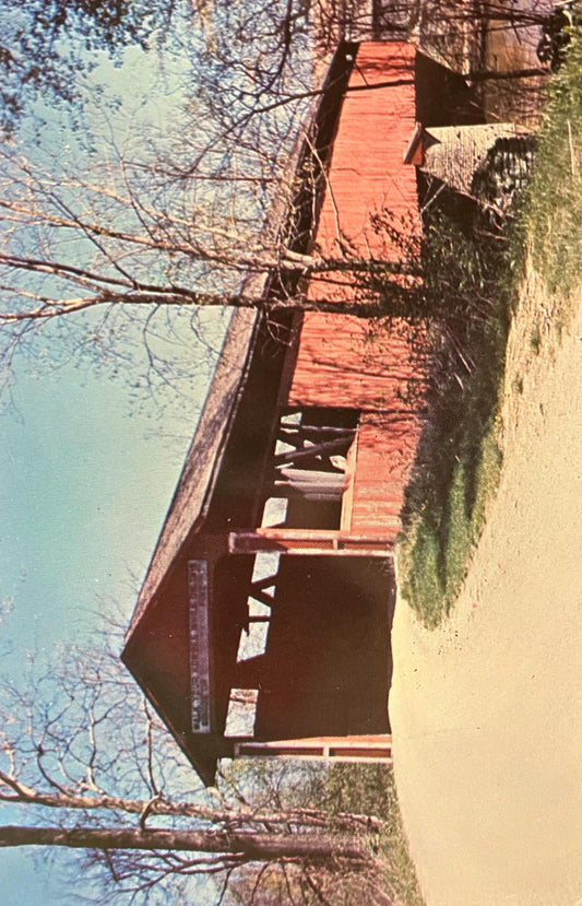 Cover Covered Bridge over Wabash River - Wells County, Indiana - Photo: George E. Gould - Vintage Bridge Postcard
