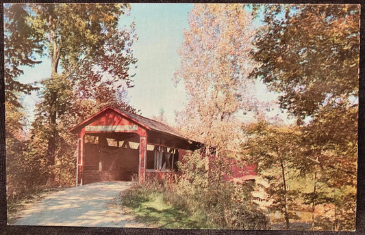 Covered Bridge in Wells County, Indiana - Photo: Virgil V. Marquart - Vintage Bridge Postcard