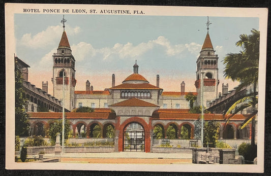 Hotel Ponce De Leon, St. Augustine, Florida - Vintage History Postcard