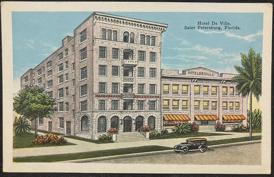 Hotel De Ville, Saint Petersburg, Florida - Vintage Hotel Postcard