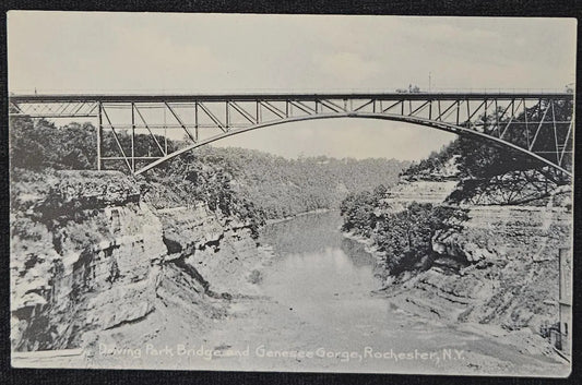 Driving Park Bridge and Genesee Gorge - Rochester, New York - Vintage 1910s Bridge Postcard
