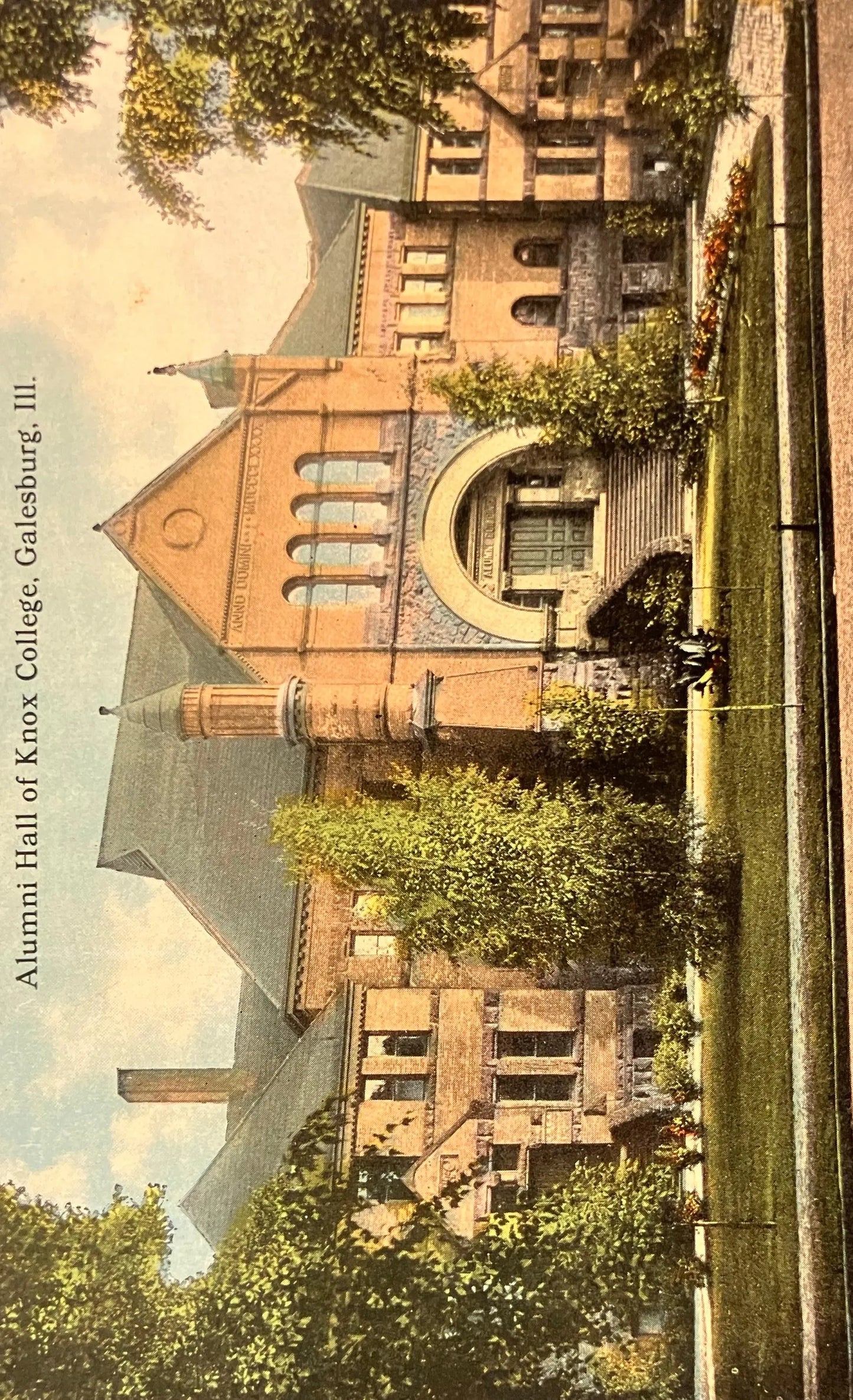 Alumni Hall of Knox College, Galesburg, Illinois  - Vintage College Postcard