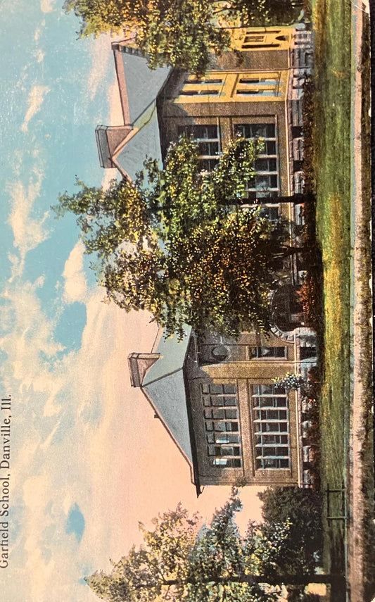 Garfield School, Danville, Illinois - Vintage 1910s School Postcard