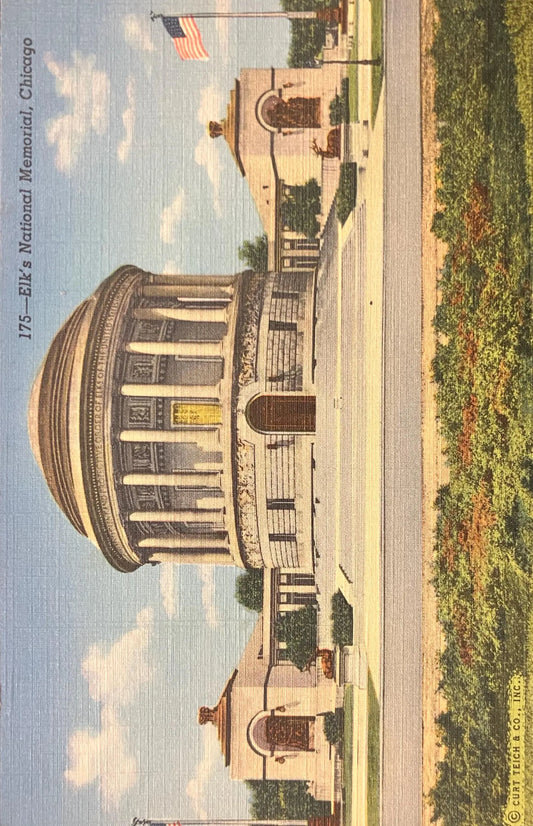 Elk’s National Memorial, Chicago - Copyright: Curt Teich & Co., Inc. - Vintage Postcard