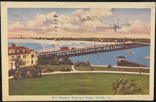 New Hampton Boulevard Bridge, Norfolk, Virginia - Vintage Bridge Postcard