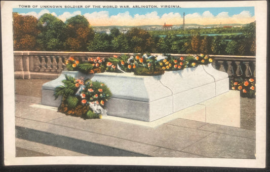 Tomb of the Unknown Soldier of the World War, Arlington, Virginia - Vintage Cemetery Postcard