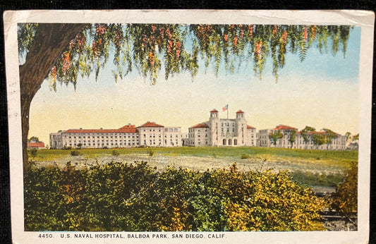U. S. Naval Hospital, Balboa Park, San Diego, California - Vintage Hospital Postcard