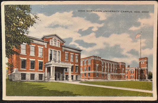 Ohio Northern University Campus, Ada, Ohio - Vintage University Postcard