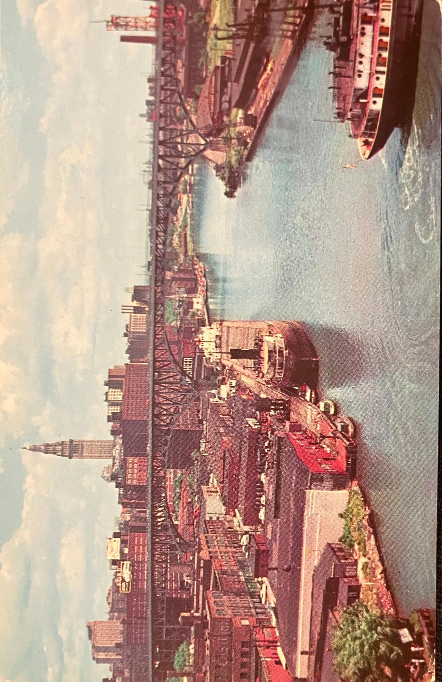 Entrance to Cuyahoga River - Cleveland, Ohio - Vintage Postcard