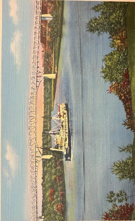 The Lorain Central High Level Bridge, Lorain, Ohio - Vintage Bridge Postcard