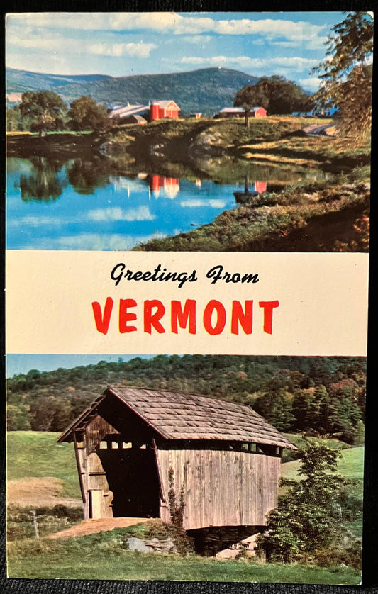 Greetings From Vermont - Vintage Postcard