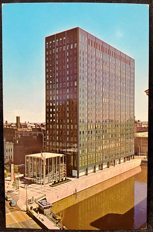 Marine National Exchange Bank in Marine Plaza in Milwaukee, Wisconsin - Vintage Bank Postcard