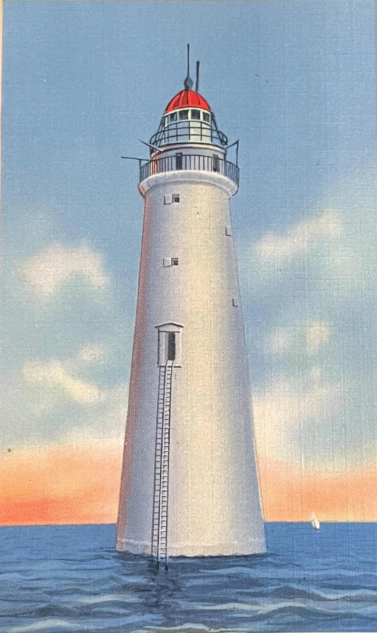 Minot's Light, Massachusetts Bay - Vintage Lighthouse Postcard