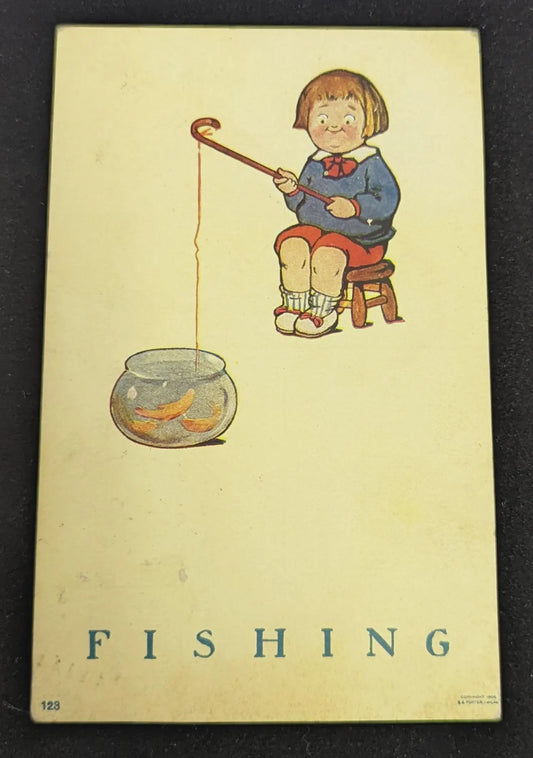 Fishing - Cute Vintage Postcard