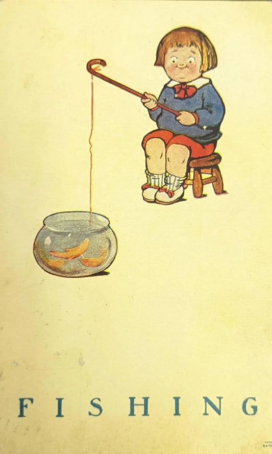 Fishing - Cute Vintage Postcard