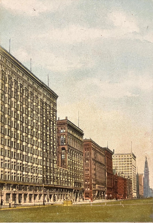 Michigan Ave. North from Van Buren St., Chicago, Illinois - Printed in Germany - Postcard