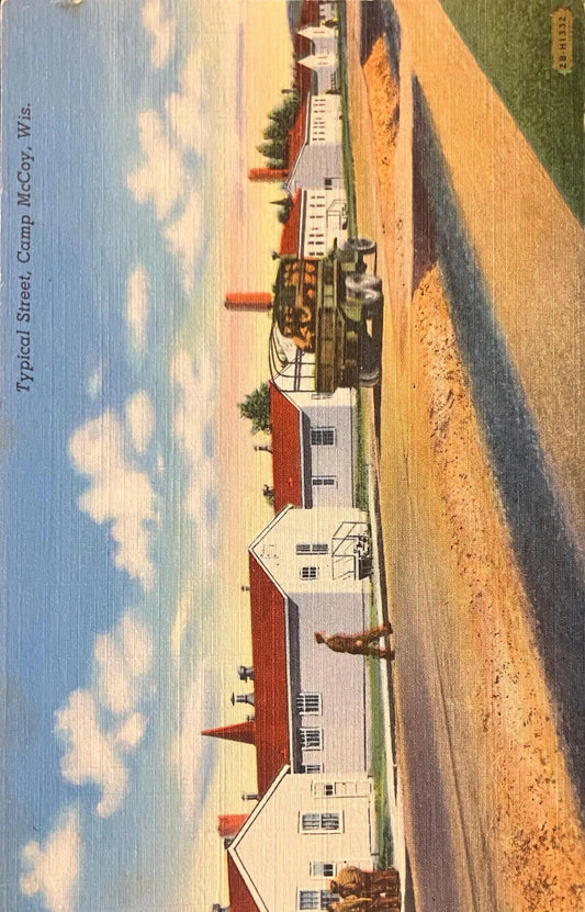 Typical Street, Camp McCoy, Wisconsin - Vintage Army Postcard