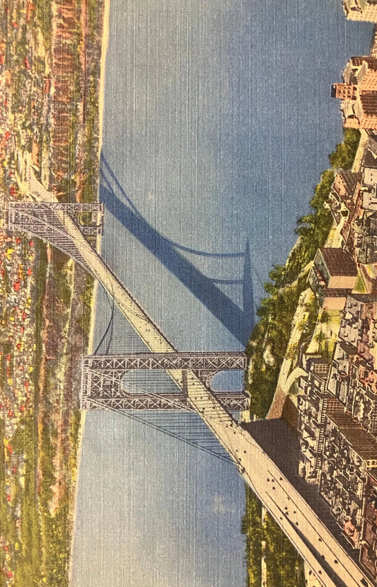 The George Washington Bridge, New York City - Photo: Port of New York Authority - Vintage Bridge Postcard